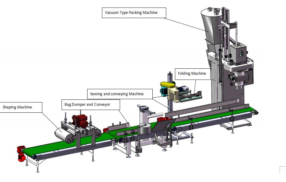 Powder suction type packaging machine